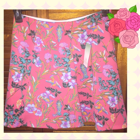 Decree Dresses & Skirts - Decree Pink Floral Skater Skirt